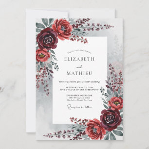 Invitation Mariage d'hiver élégant en Bourgogne