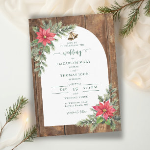 Invitation Mariage d'hiver en bois rustique de grange avec ar