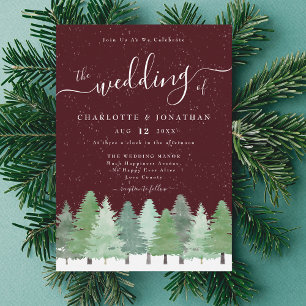 Invitation Mariage d'hiver en Bourgogne dans une forêt modern
