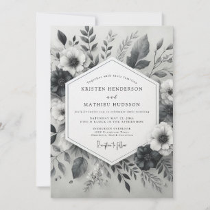 Invitation Mariage d'hiver époustouflant gris charbon