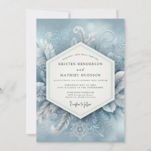 Invitation Mariage d'hiver éthéré bleu ardoise