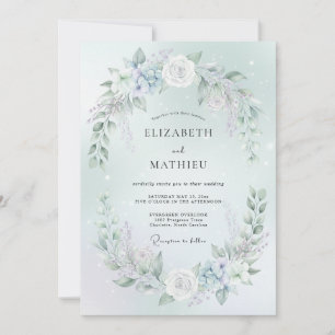 Invitation Mariage d'hiver fantaisiste vert menthe