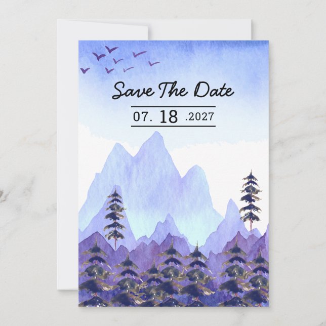 Invitation Mariage d'hiver Fête modifiable des arbres de mont (Dos)