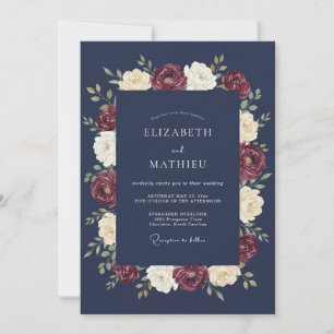 Invitation Mariage d'hiver formel en bleu marine