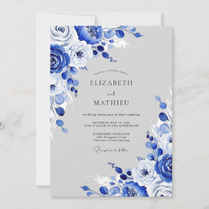 Invitation Mariage d'hiver givré bleu saphir