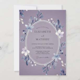 Invitation Mariage d'hiver givré mauve