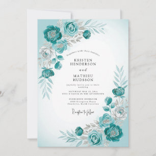 Invitation Mariage d'hiver givré sarcelle