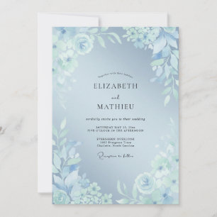Invitation Mariage d'hiver gracieux bleu poudre