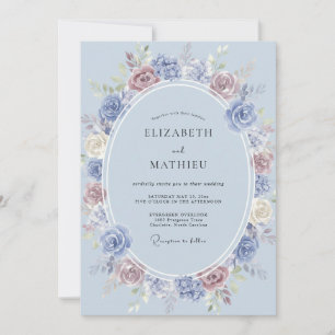 Invitation Mariage d'hiver lumineux bleu barbeau