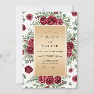 Invitation Mariage d'hiver luxueux en Bourgogne