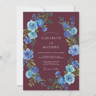 Invitation Mariage d'hiver luxuriant bordeaux