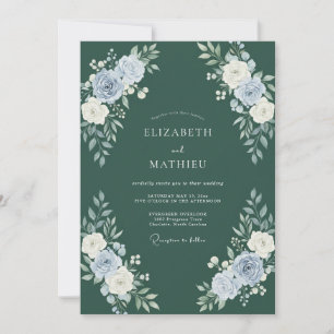 Invitation Mariage d'hiver luxuriant vert chasseur