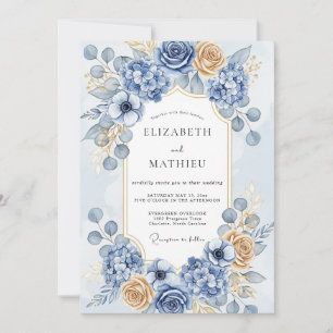 Invitation Mariage d'hiver majestueux bleu poussiéreux