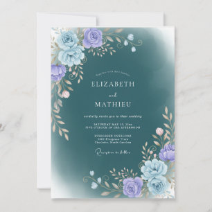 Invitation Mariage d'hiver maussade sarcelle profonde