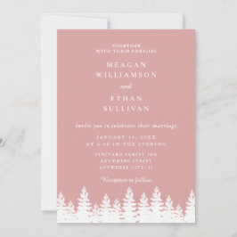 Invitation Mariage d'hiver moderne élégant rose et blanc