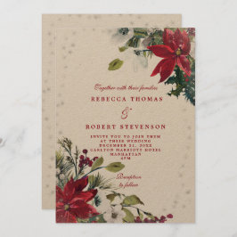 Invitation mariage d'hiver moderne fleurs rustiques mariage