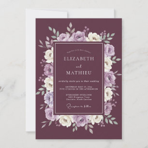 Invitation Mariage d'hiver orné de prune