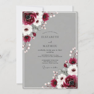 Invitation Mariage d'hiver poli bordeaux