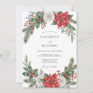 Invitation Mariage d'hiver resplendissant rouge