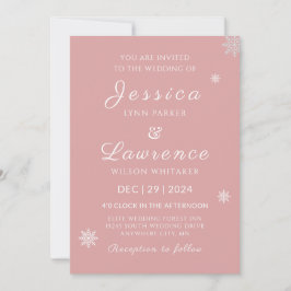 Invitation Mariage d'hiver rose moderne