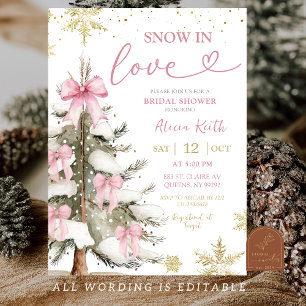 Invitation Mariage d'hiver rose sous la neige