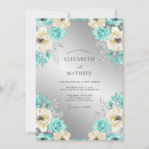 Invitation Mariage d'hiver royal sarcelle