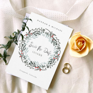 Invitation Mariage d'hiver rustique et verdoyant Enregistrer