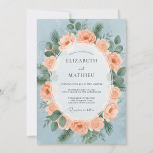 Invitation Mariage d'hiver serein aux pêches