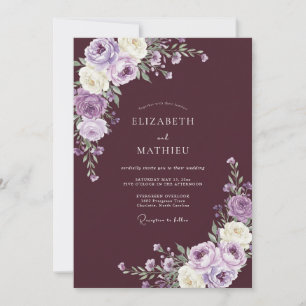 Invitation Mariage d'hiver somptueux au plum