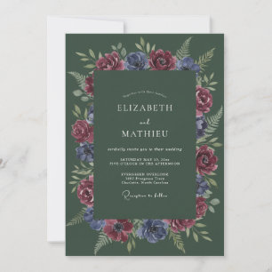 Invitation Mariage d'hiver vert chasseresse d'humeur