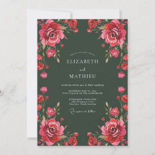 Invitation Mariage d'hiver vert foncé et sombre