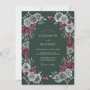 Invitation Mariage d'hiver vert pin mélancolique