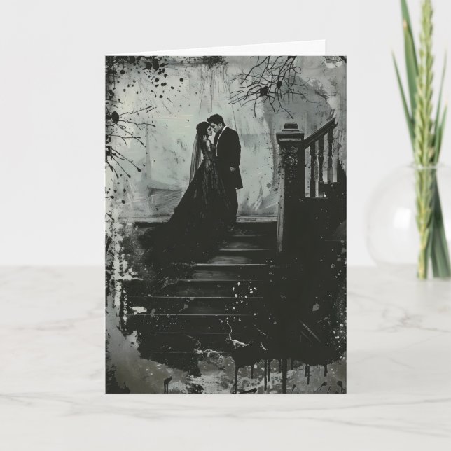 Invitation Mariage d'horreur gothique en couple (Devant)