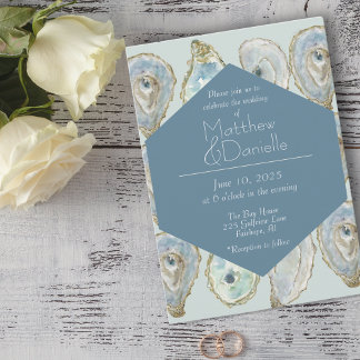Invitation Mariage d'huîtres aquarelle