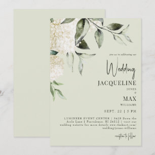 Invitation Mariage d'hydrangées blanches de lumière
