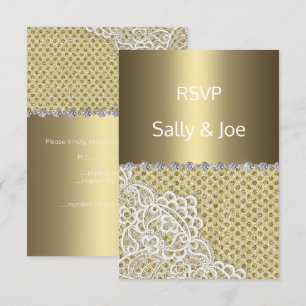 Invitation Mariage diamant dentelle dorée bronze réponse 2