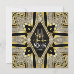 Invitation Mariage Diamant Or Art Déco