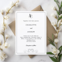 Mariage diamants monogramme moderne noir blanc