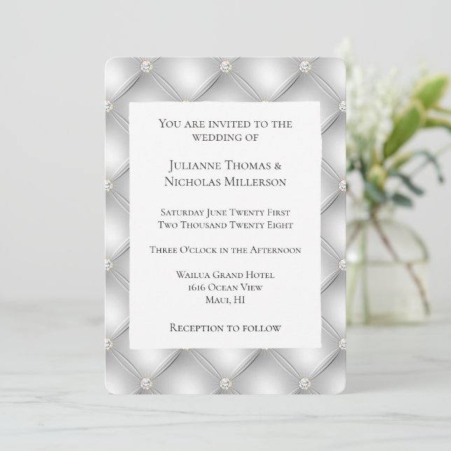 Invitation Mariage Diamond Glam Argent (Debout devant)
