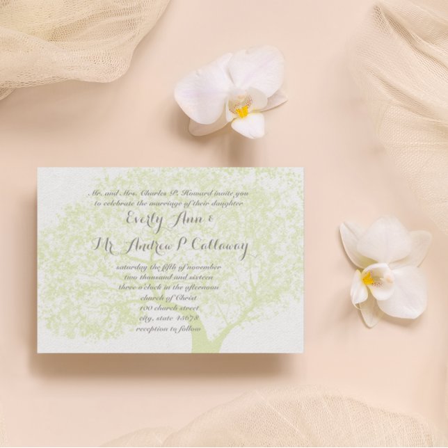 Invitation Mariage Die Cut Grey et Green Forest Tree (Créateur téléchargé)