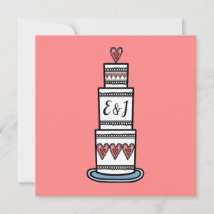 Invitation Mariage d'illustration de gâteau Mariage personnal