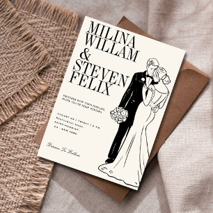 Invitation Mariage d'illustration de mariée et de chambre cla