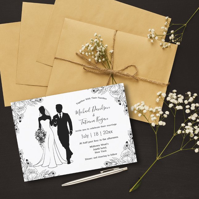 Invitation mariage d'illustration de mariée et de mariée bota (Créateur téléchargé)