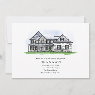 Invitation Mariage d'illustrations à main personnalisée