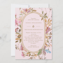 Invitation Mariage d'images Boho Spring Blush & Gold Fleurs s