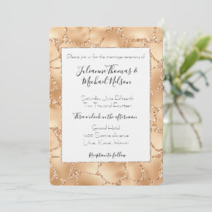 Invitation Mariage d'impression Glitzy Peach Gold