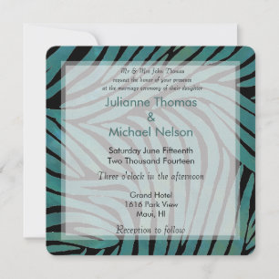Invitation Mariage d'impression turquoise Zebra