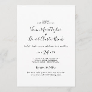 Invitation Mariage d'informations minimalistes sur la récepti