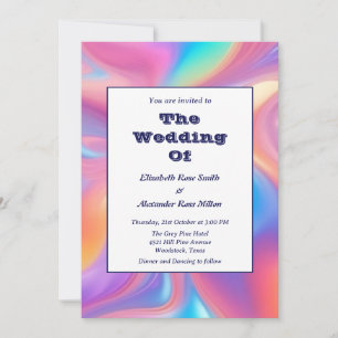 Invitation Mariage d'invitation Rétro super vagues abstraites