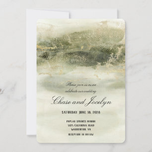 Invitation Mariage d'ondulation or et sable